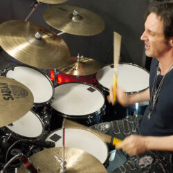 Glen Sober playing drums
